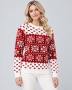 Women's Fair Isle Christmas Jumper - Crew Neck Snowflake