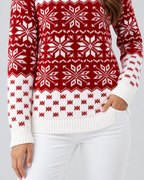 Women's Fair Isle Christmas Jumper - Crew Neck Snowflake