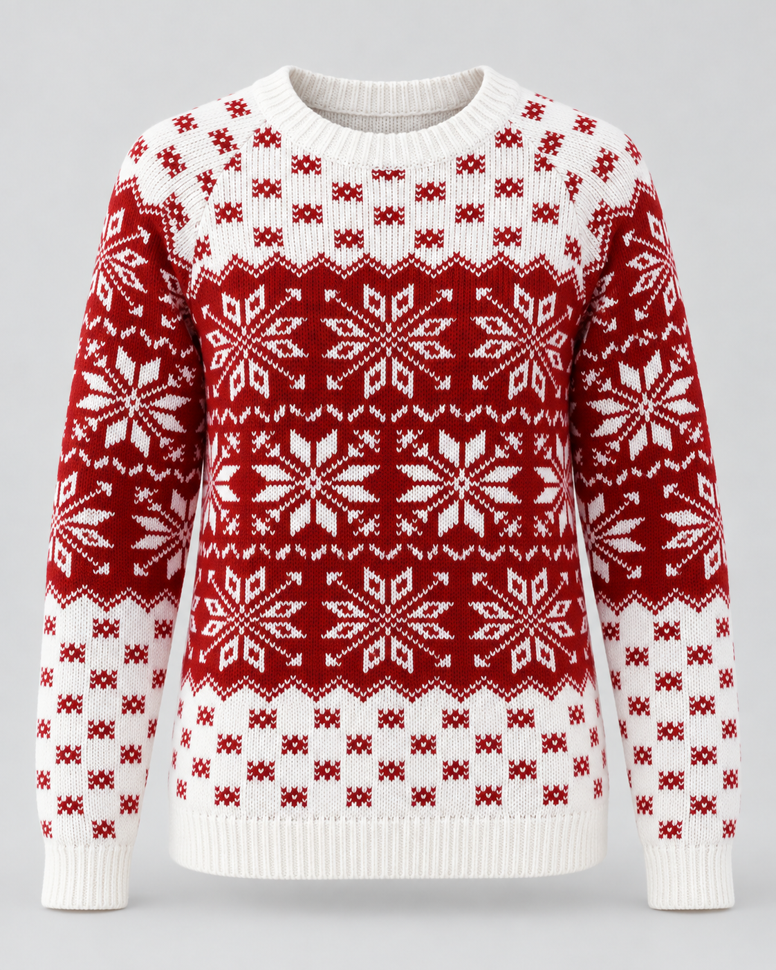 Women's Fair Isle Christmas Jumper - Crew Neck Snowflake