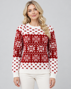 Women's Fair Isle Christmas Jumper - Crew Neck Snowflake