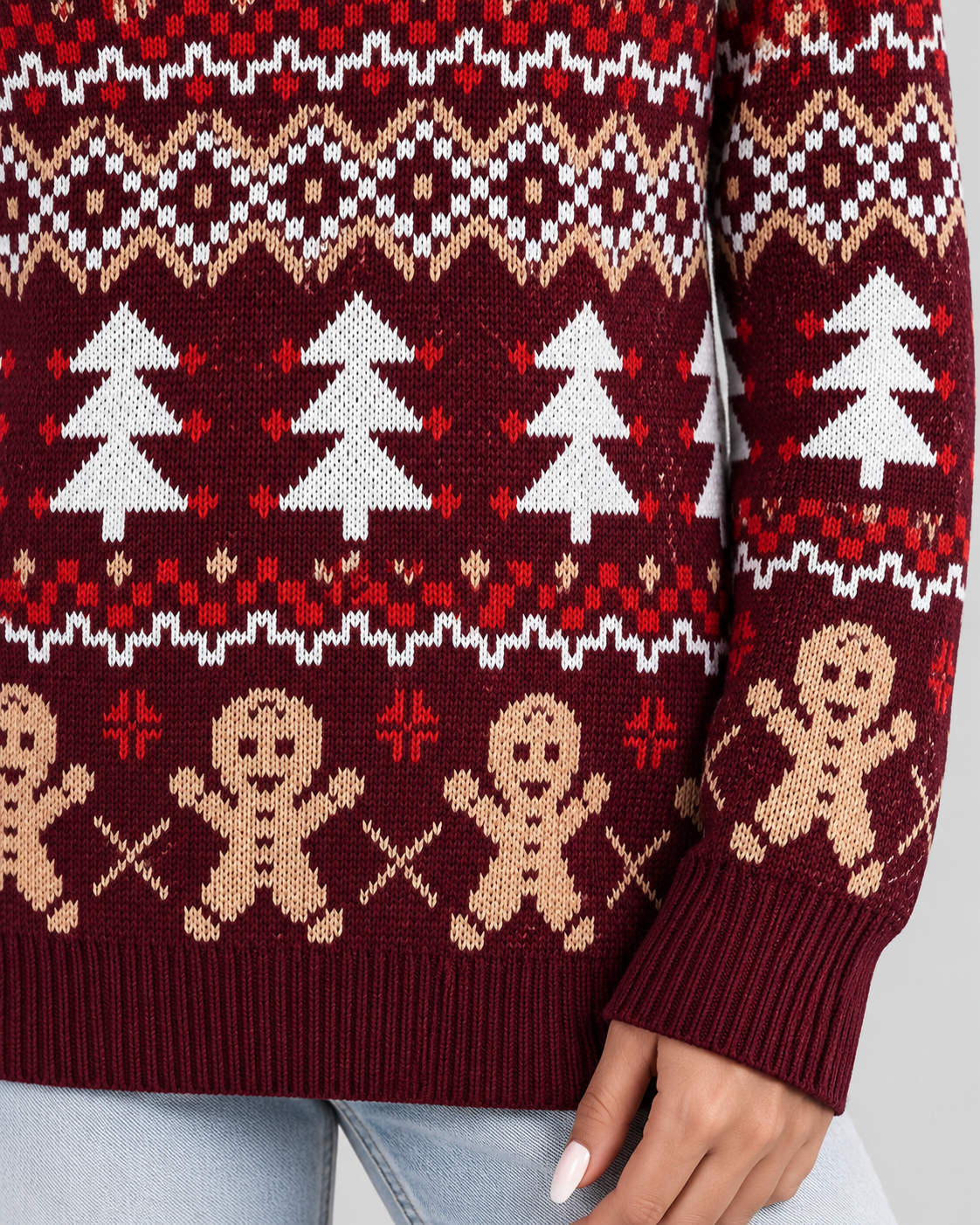 Women's Fair Isle Christmas Jumper - Gingerbread Crew Neck