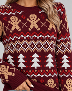 Women's Fair Isle Christmas Jumper - Gingerbread Crew Neck