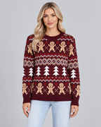 Women's Fair Isle Christmas Jumper - Gingerbread Crew Neck