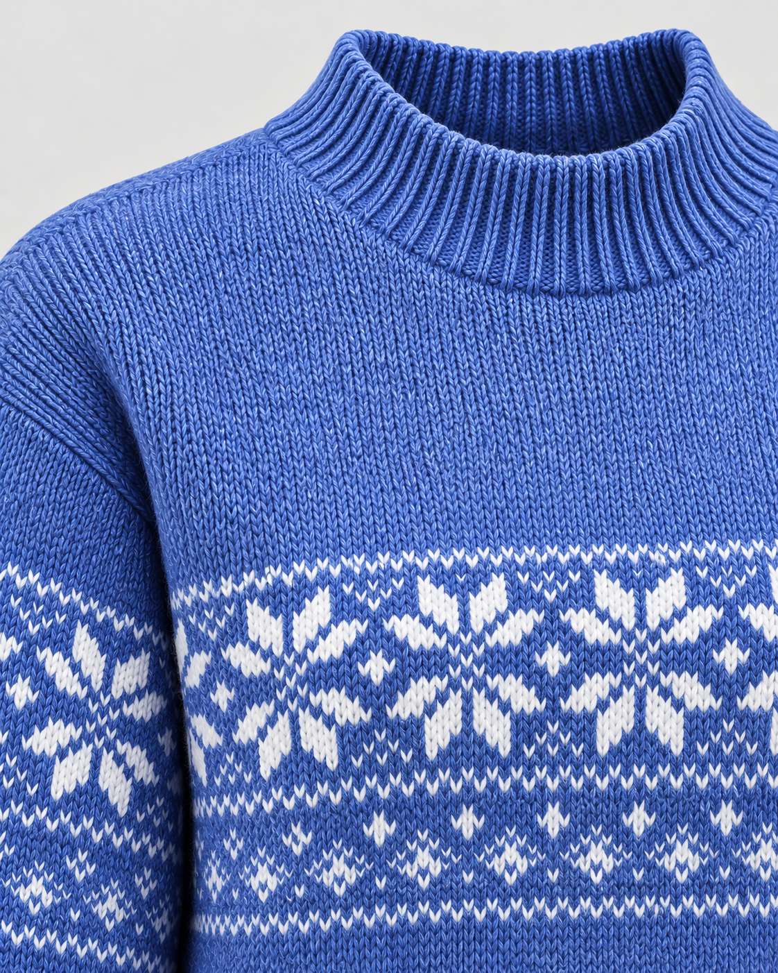 Women's Fair Isle Christmas Jumper - Mock Neck Reindeer Hem