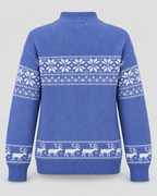 Women's Fair Isle Christmas Jumper - Mock Neck Reindeer Hem