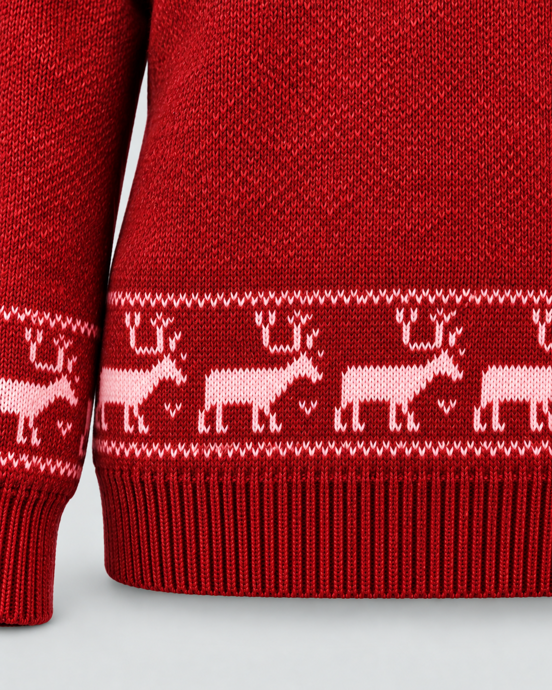 Women's Fair Isle Christmas Jumper - Mock Neck Reindeer Hem