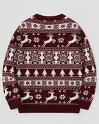 Women's Fair Isle Christmas Jumper - Reindeer Fir Tree Crew Neck