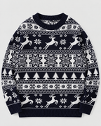 Women's Fair Isle Christmas Jumper - Reindeer Fir Tree Crew Neck