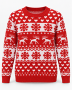 Women's Fair Isle Christmas Jumper - Reindeer Snowflake Crew Neck