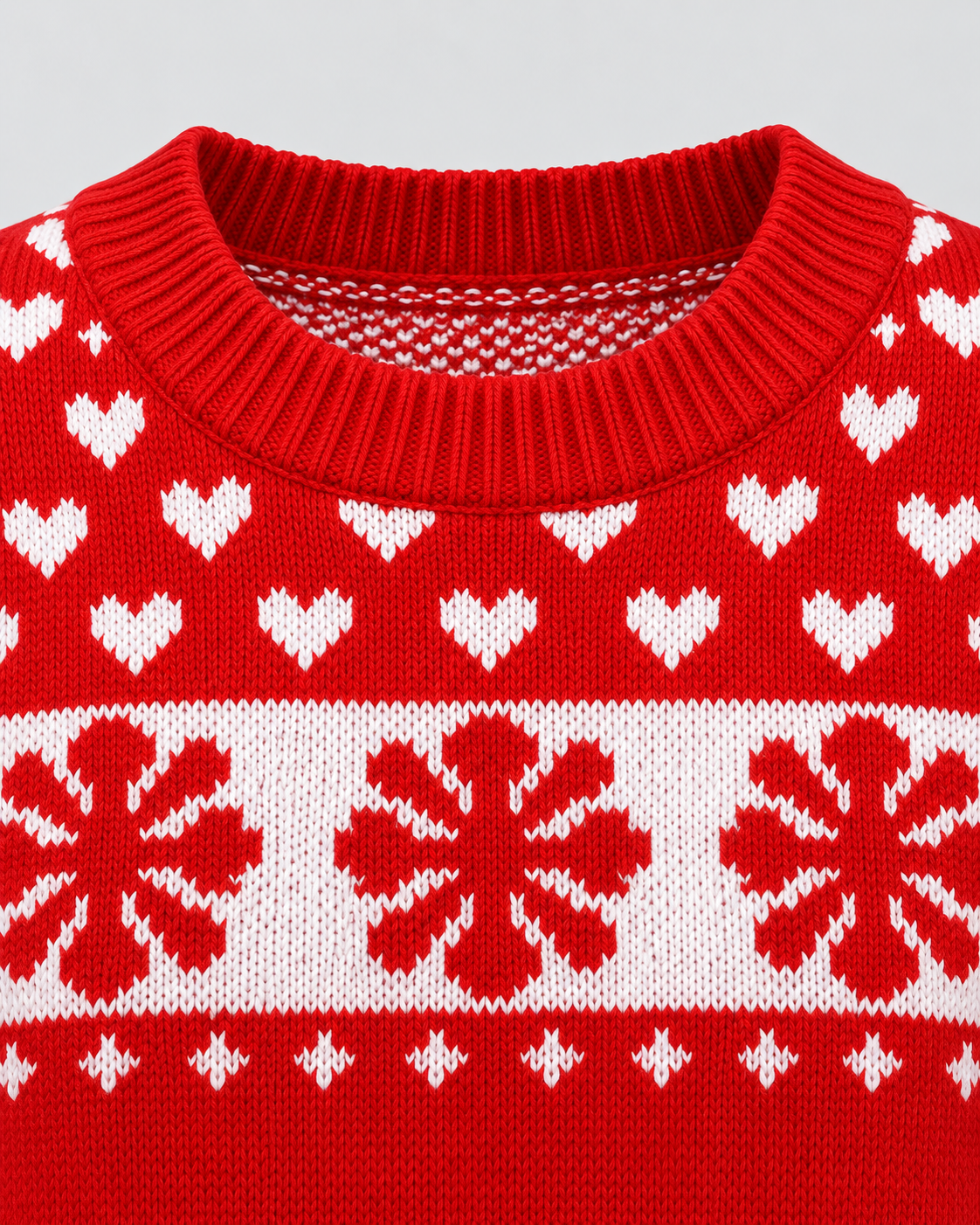 Women's Fair Isle Christmas Jumper - Reindeer Snowflake Crew Neck