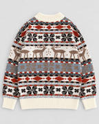 Women's Fair Isle Christmas Jumper - Reindeer Snowflake Mock Neck