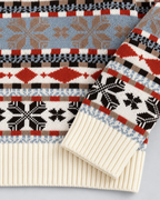 Women's Fair Isle Christmas Jumper - Reindeer Snowflake Mock Neck