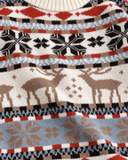 Women's Fair Isle Christmas Jumper - Reindeer Snowflake Mock Neck