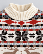 Women's Fair Isle Christmas Jumper - Reindeer Snowflake Mock Neck