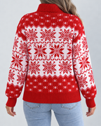 Women's Fair Isle Christmas Jumper - Turtleneck Snowflake