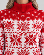 Women's Fair Isle Christmas Jumper - Turtleneck Snowflake