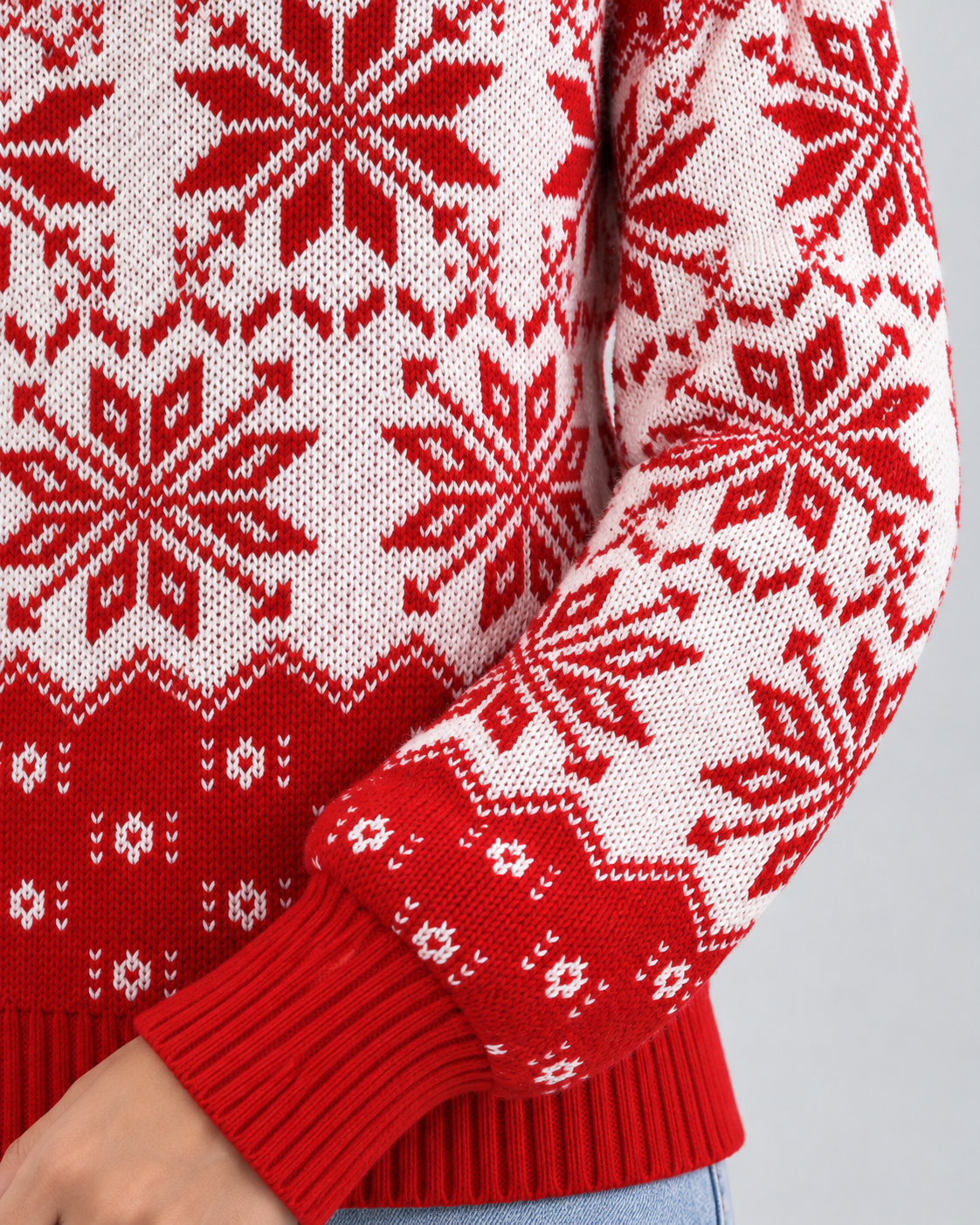 Women's Fair Isle Christmas Jumper - Turtleneck Snowflake