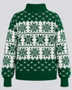 Women's Fair Isle Christmas Jumper - Turtleneck Snowflake