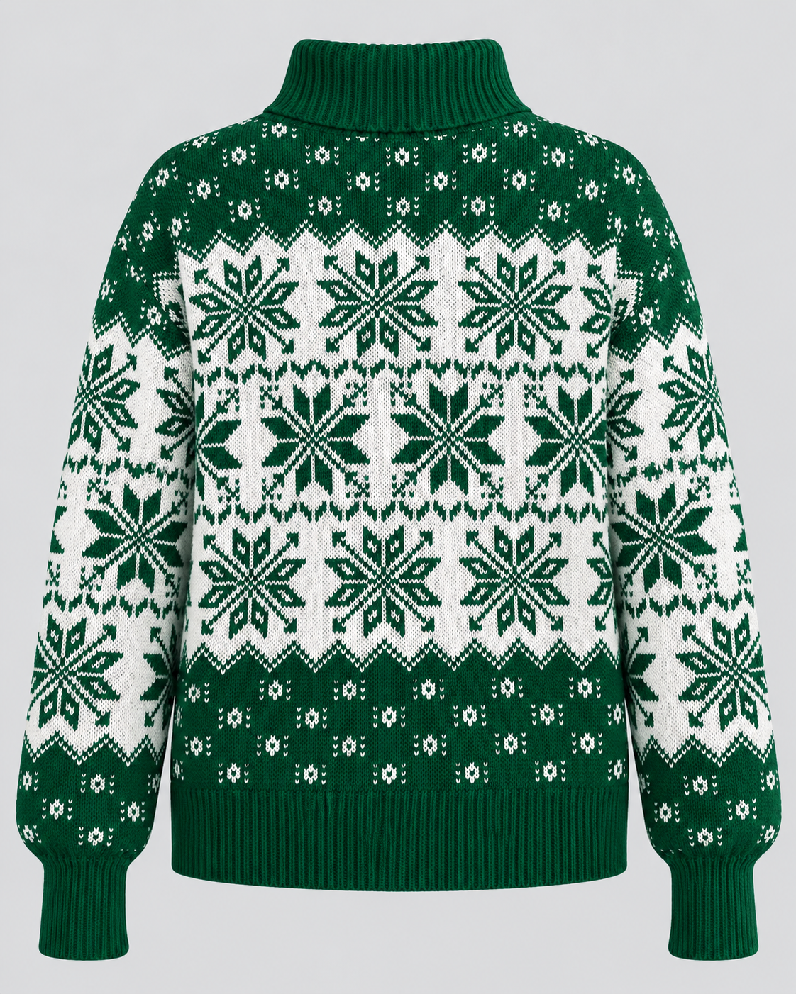 Women's Fair Isle Christmas Jumper - Turtleneck Snowflake