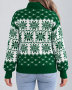 Women's Fair Isle Christmas Jumper - Turtleneck Snowflake