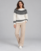 Women's Fair Isle Jumper - Crew Neck Geometric Knit