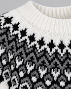 Women's Fair Isle Jumper - Crew Neck Geometric Knit