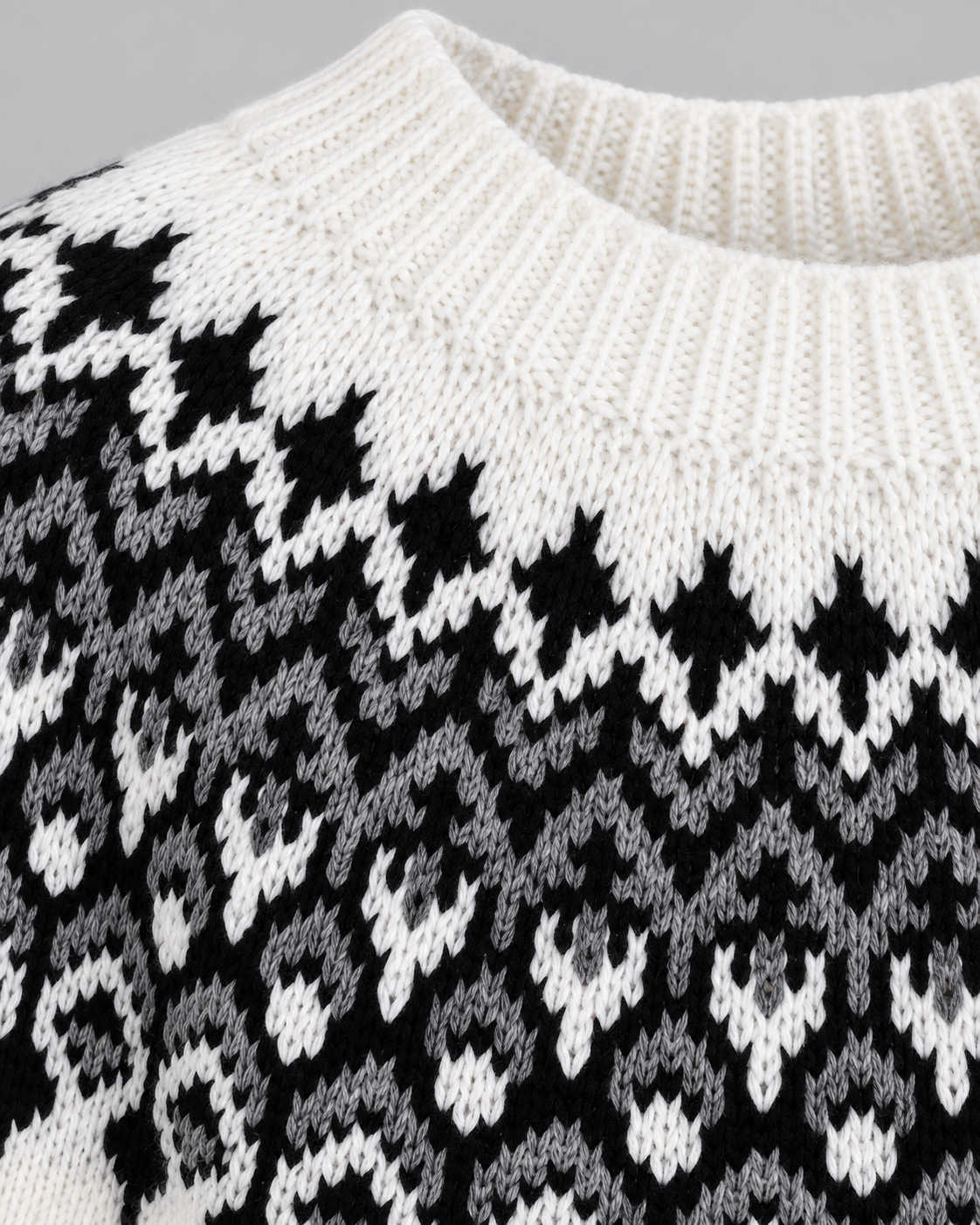 Women's Fair Isle Jumper - Crew Neck Geometric Knit