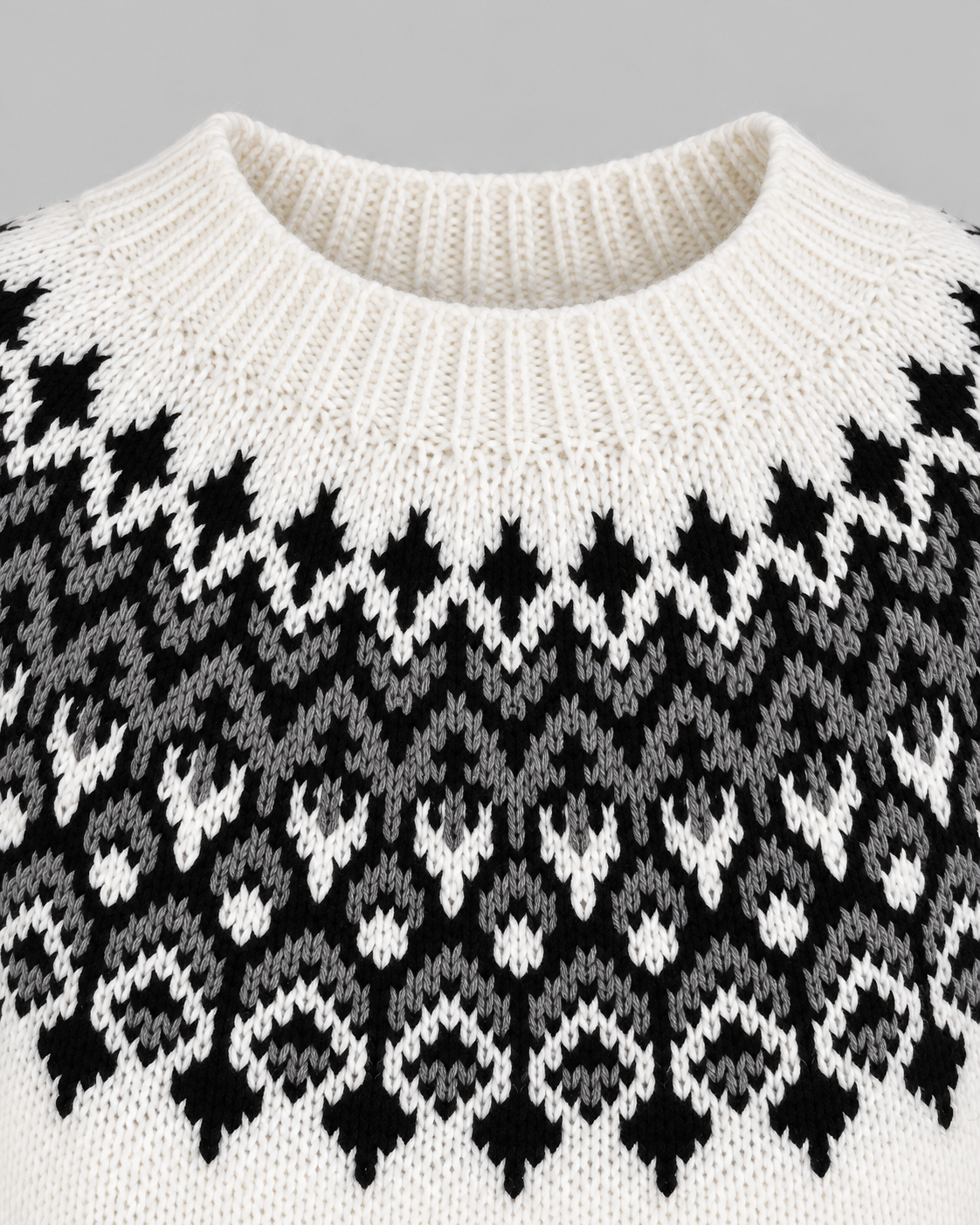 Women's Fair Isle Jumper - Crew Neck Geometric Knit