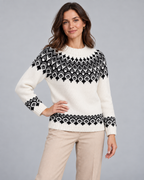 Women's Fair Isle Jumper - Crew Neck Geometric Knit