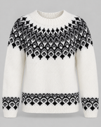 Women's Fair Isle Jumper - Crew Neck Geometric Knit