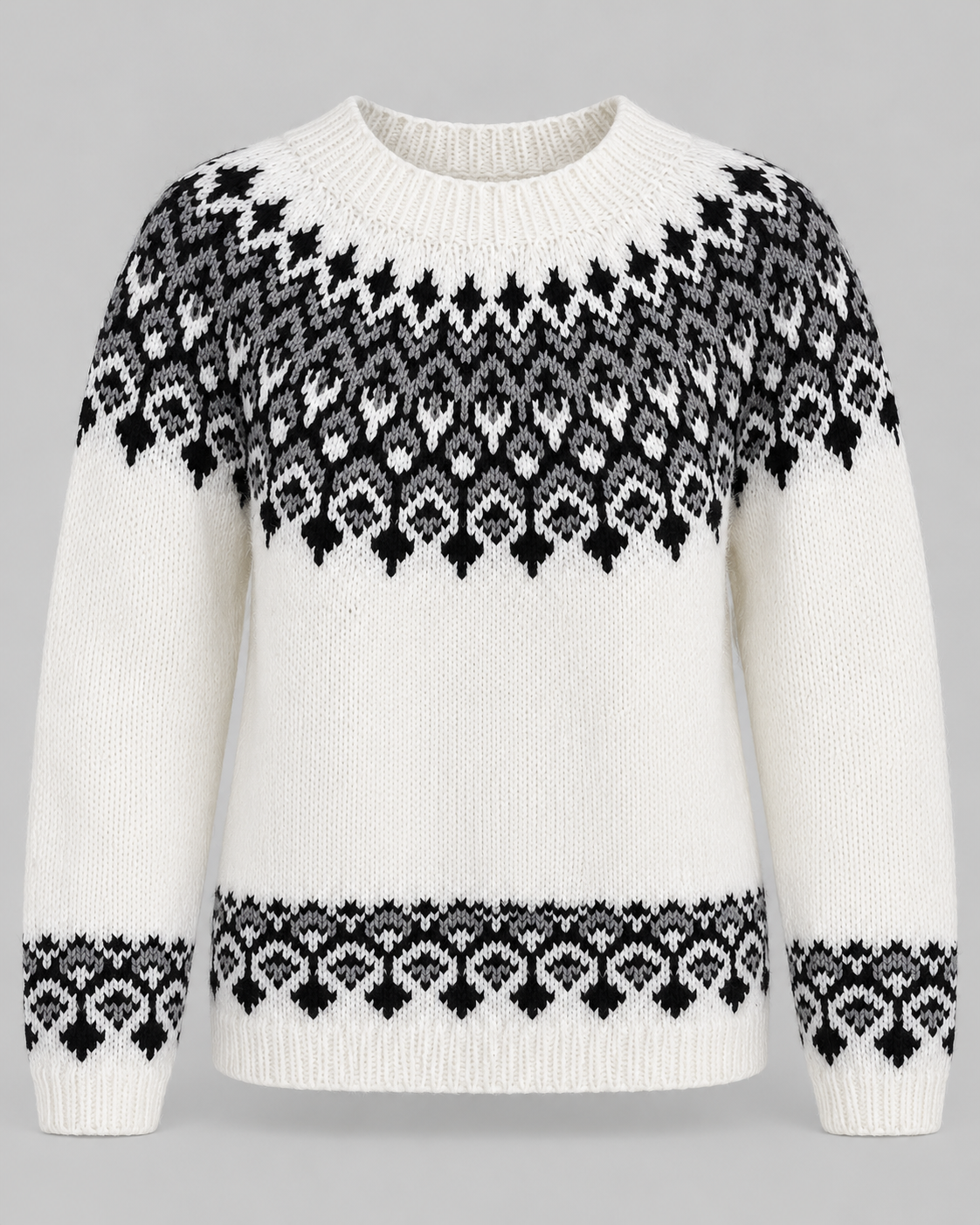 Women's Fair Isle Jumper - Crew Neck Geometric Knit