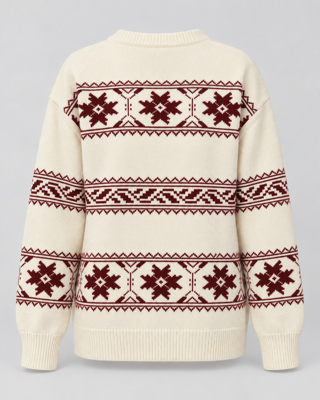 Women's Fair Isle Jumper - Crew Neck Snowflake Relaxed Fit