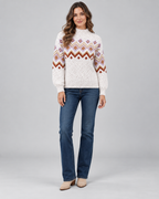 Women's Fair Isle Jumper - High Neck Geometric Knit