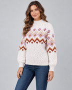 Women's Fair Isle Jumper - High Neck Geometric Knit