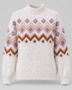 Women's Fair Isle Jumper - High Neck Geometric Knit