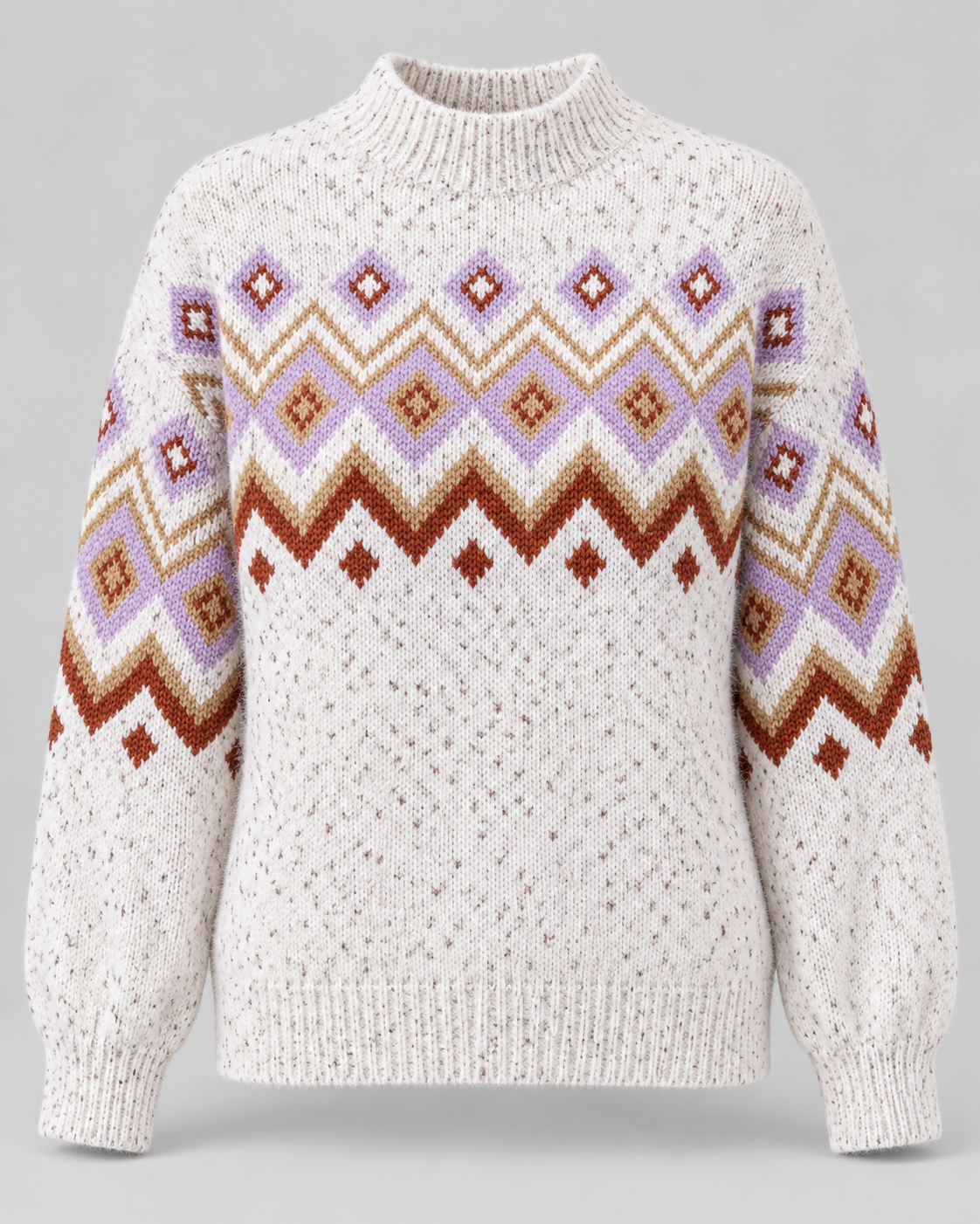 Women's Fair Isle Jumper - High Neck Geometric Knit