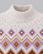 Women's Fair Isle Jumper - High Neck Geometric Knit