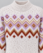Women's Fair Isle Jumper - High Neck Geometric Knit