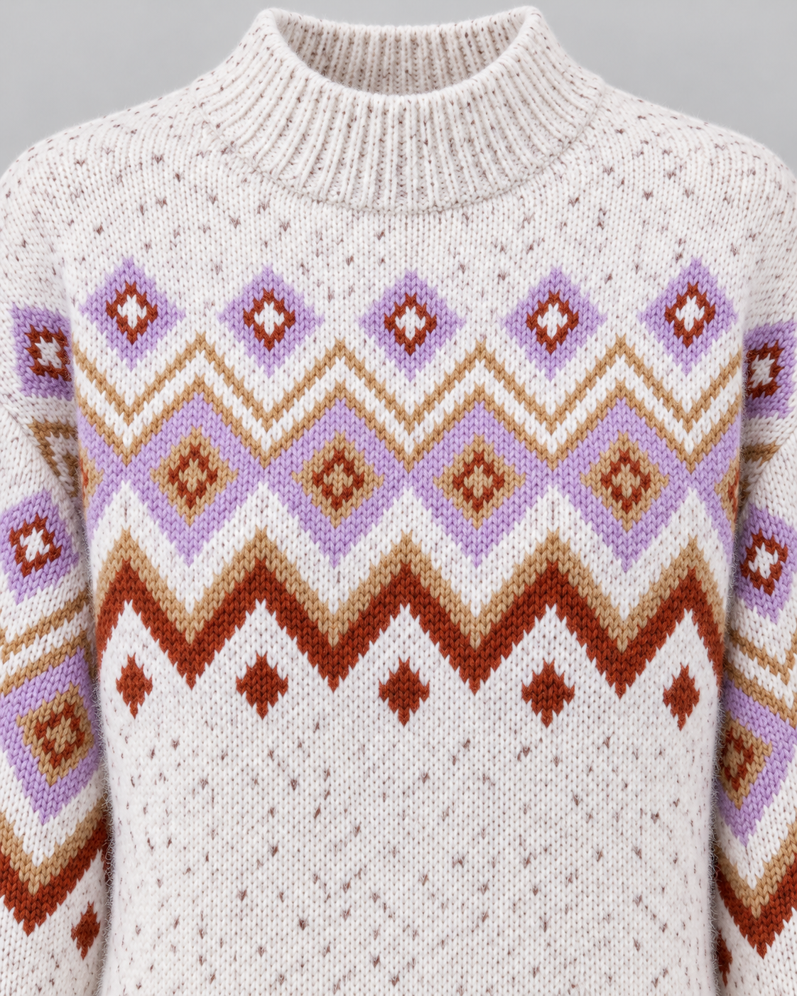 Women's Fair Isle Jumper - High Neck Geometric Knit
