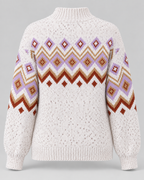 Women's Fair Isle Jumper - High Neck Geometric Knit