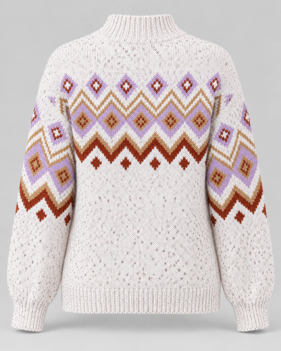 Women's Fair Isle Jumper - High Neck Geometric Knit