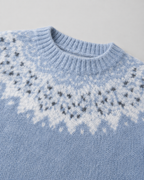 Women's Fair Isle Knit Sweater - Crew Neck Relaxed Fit