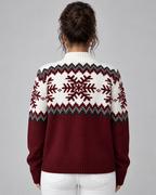 Women's Fair Isle Quarter Zip Jumper - Snowflake Knit
