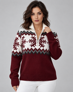 Women's Fair Isle Quarter Zip Jumper - Snowflake Knit