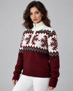 Women's Fair Isle Quarter Zip Jumper - Snowflake Knit