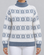 Women's Fair Isle Turtleneck Jumper - Snowflake Contrast Collar