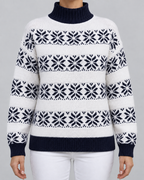 Women's Fair Isle Turtleneck Jumper - Snowflake Contrast Collar