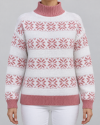 Women's Fair Isle Turtleneck Jumper - Snowflake Contrast Collar