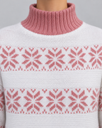 Women's Fair Isle Turtleneck Jumper - Snowflake Contrast Collar