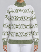 Women's Fair Isle Turtleneck Jumper - Snowflake Contrast Collar